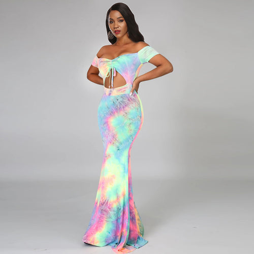 Women's maxi dress with off-shoulders and trendy neckline Lune London