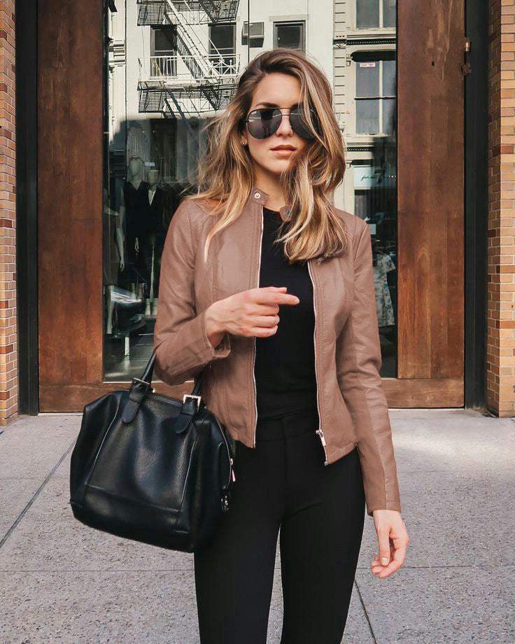 Lune London | Veste en cuir - Élégante - Noir, cuir flexible, finition raffinée - Parfait pour une sortie du soir