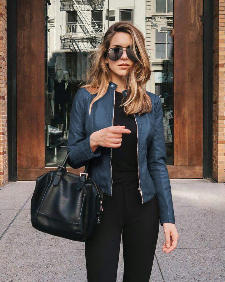 Lune London | Veste en cuir - Élégante - Noir, cuir flexible, finition raffinée - Parfait pour une sortie du soir