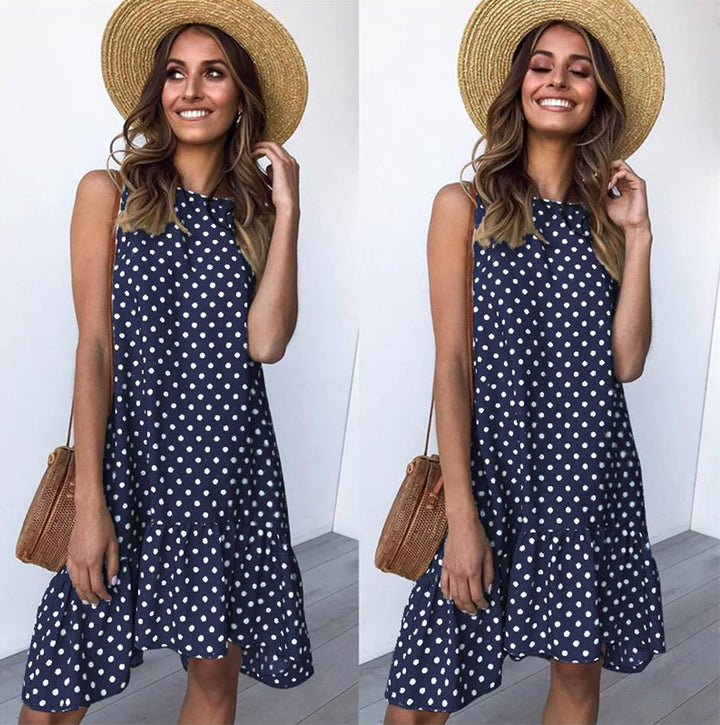 Robe d'été A-line pour femme avec ourlet volanté et pois Chic & Stil