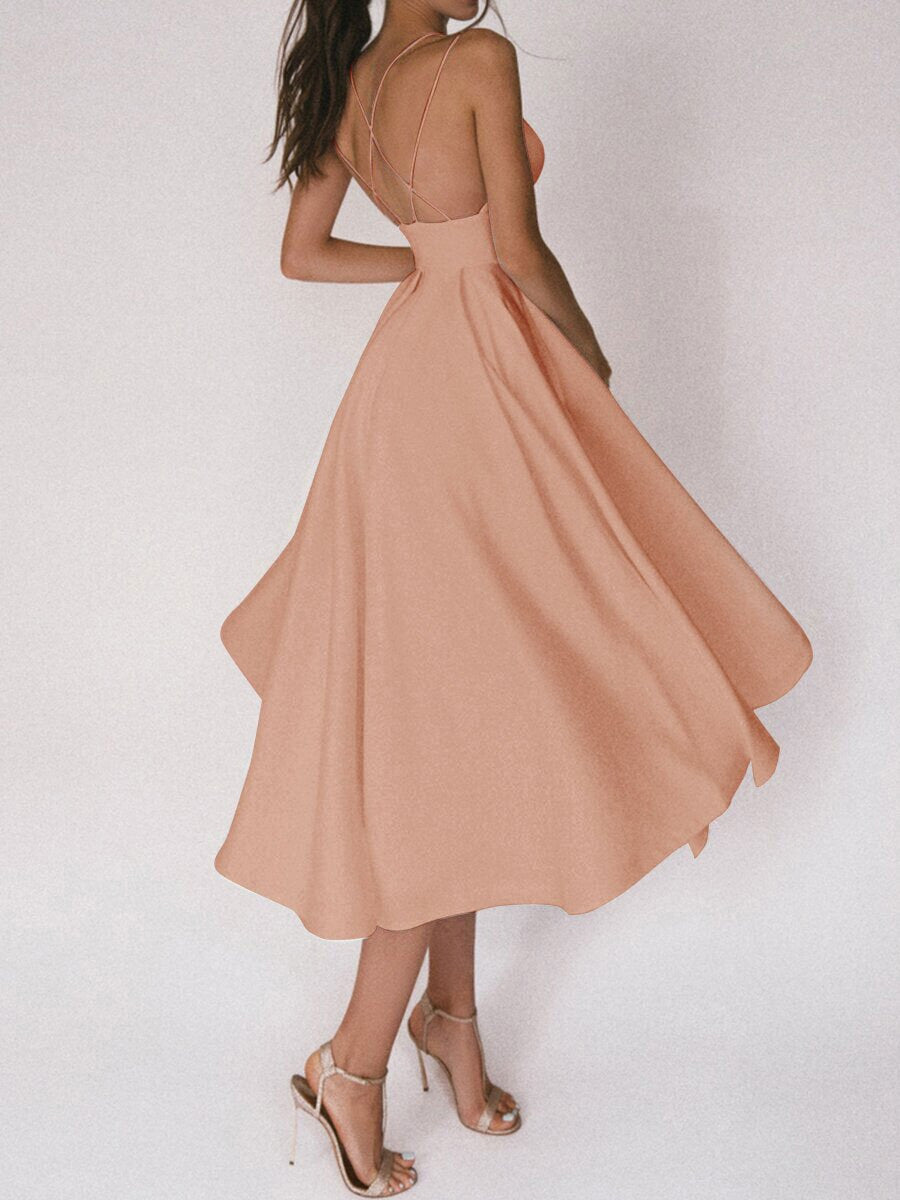 Lune London | Grace The Elegant Spaghetti Strap Dress with V-Neck