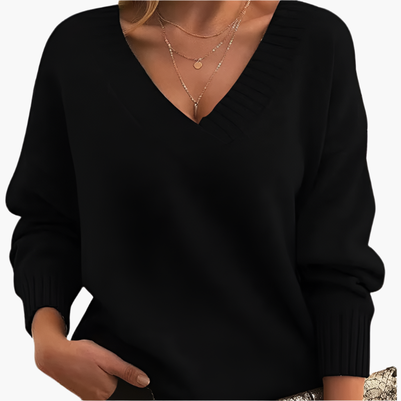 Lune London | V neck sweater - Elegant knit sweater in an oversized style for everyday and office use