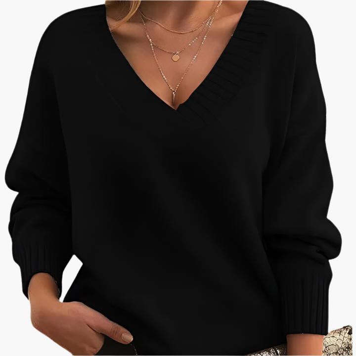 Lune London | V neck sweater - Elegant knit sweater in an oversized style for everyday and office use