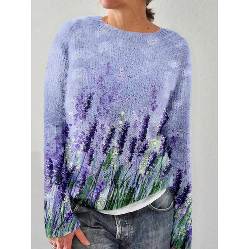 Lune London | Knit sweater - Soft knit - Loose fit - Round neck - Floral pattern
