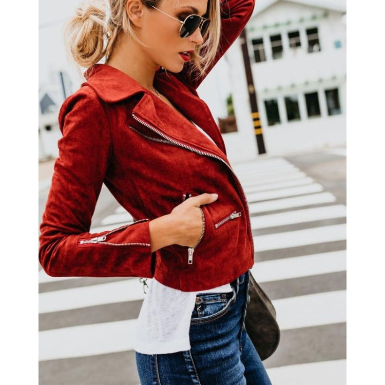 Lune London Faux Suede Biker Jacket