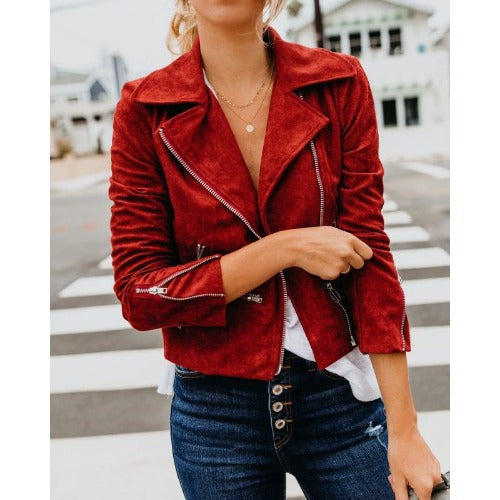 Lune London Faux Suede Biker Jacket