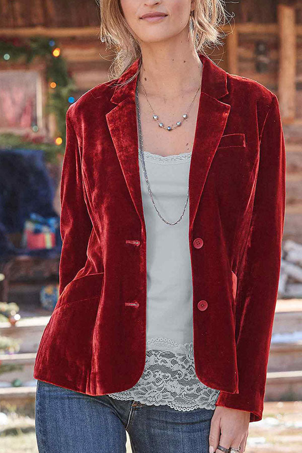Lune London | Velvet solid color trendy casual blazer