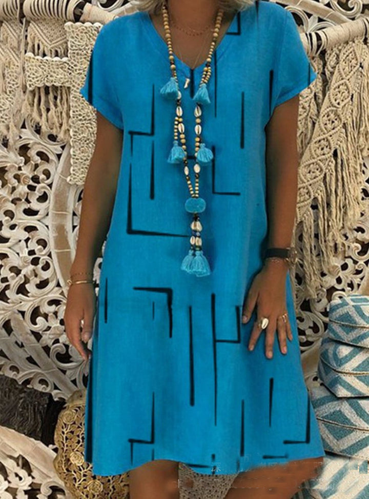 Comfortable tunic dress for women with modern graphic patterns Lune London