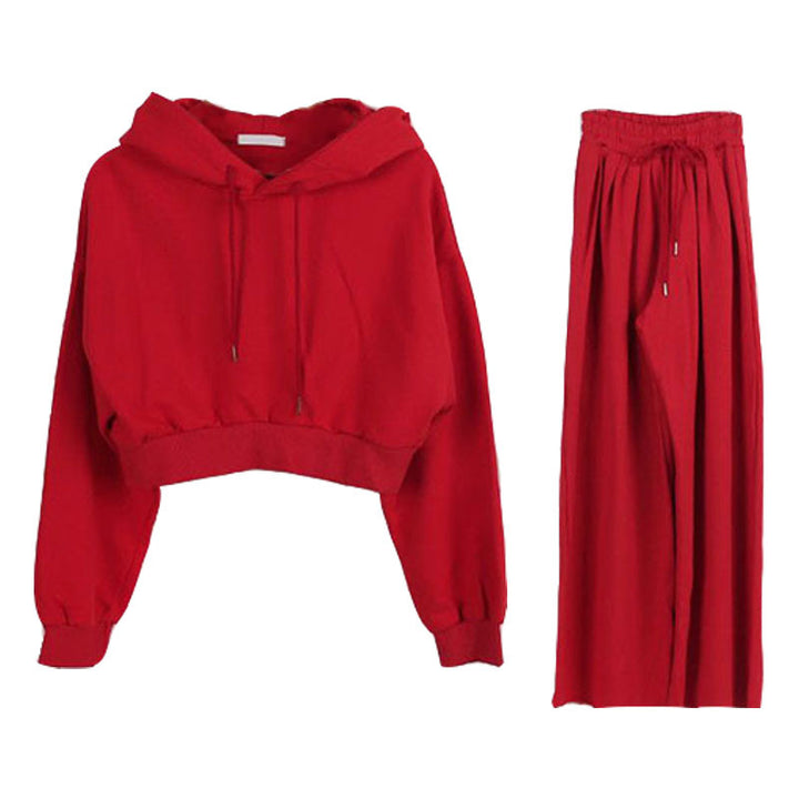 Ensemble de sweat à capuche court décontracté pour femmes avec pantalon large Chic & Stil