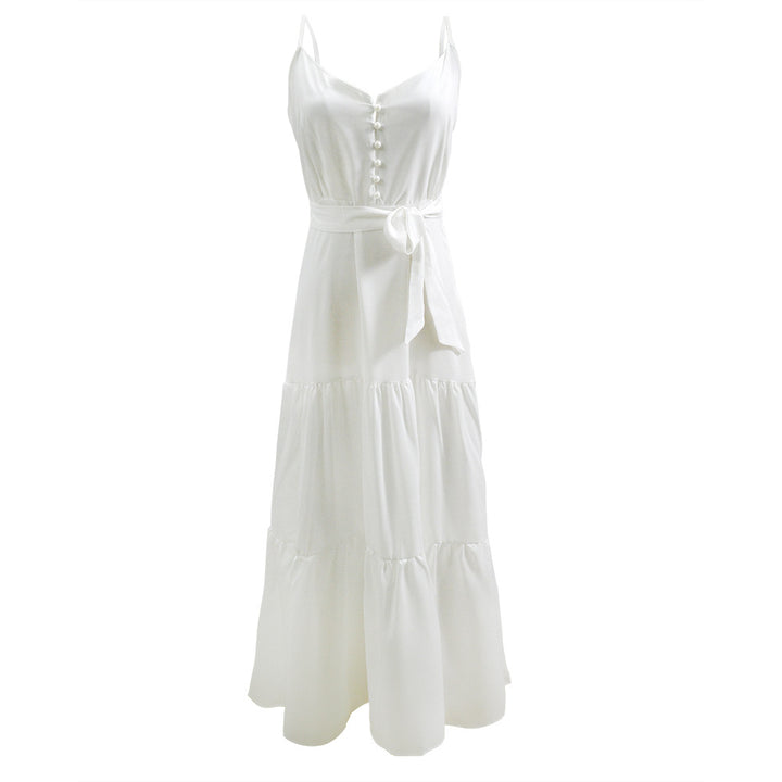Women’s maxi dress with buttoned front and flowing skirt Lune London
