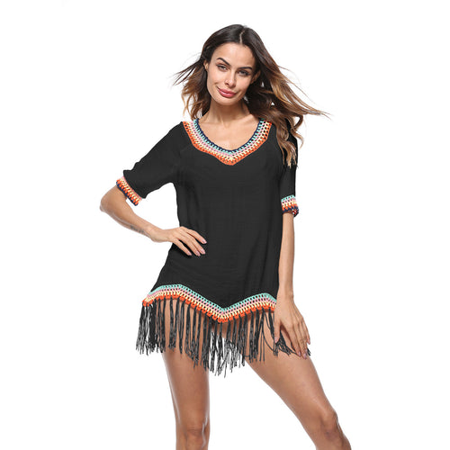Elegant fringe beach tunic for women Lune London