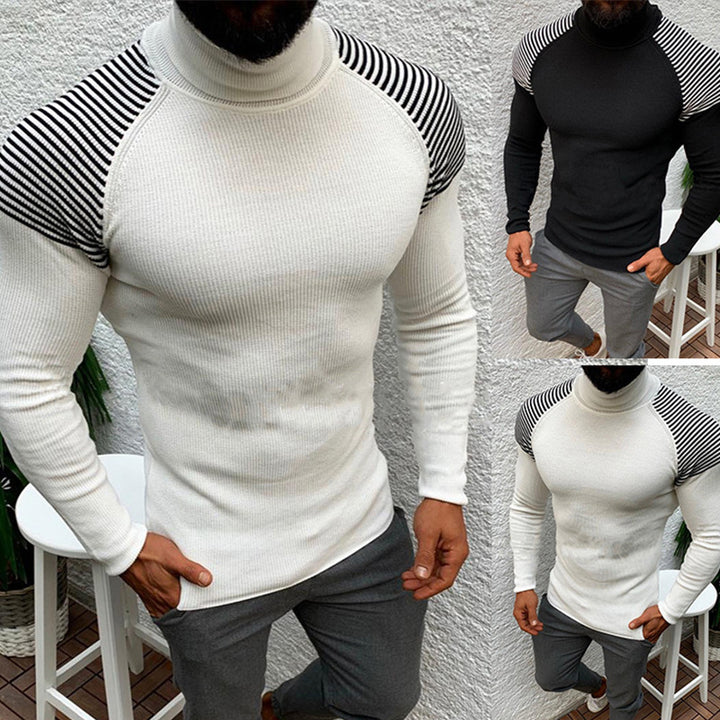 Men's high-quality functional sweater with stylish high collar and chic textured design