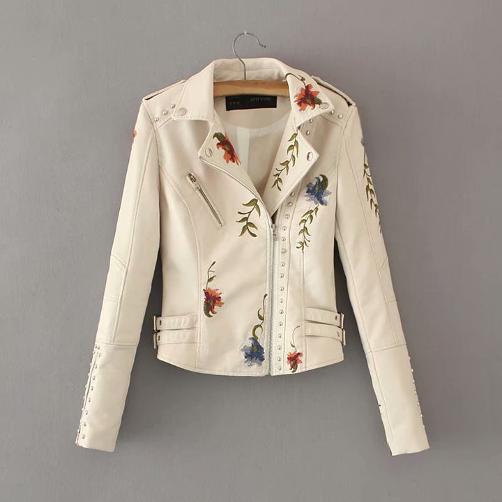 Lune London | Embroidered Decorated Faux Leather Jacket