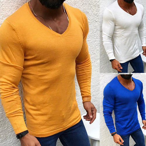 Men's fitted cotton t-shirt with V-neck Lune London