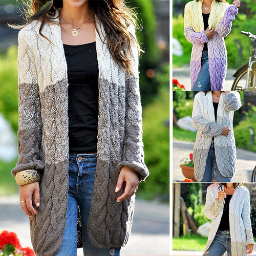 Ladies long cardigan with modern twisted pattern and lightweight knit Lune London