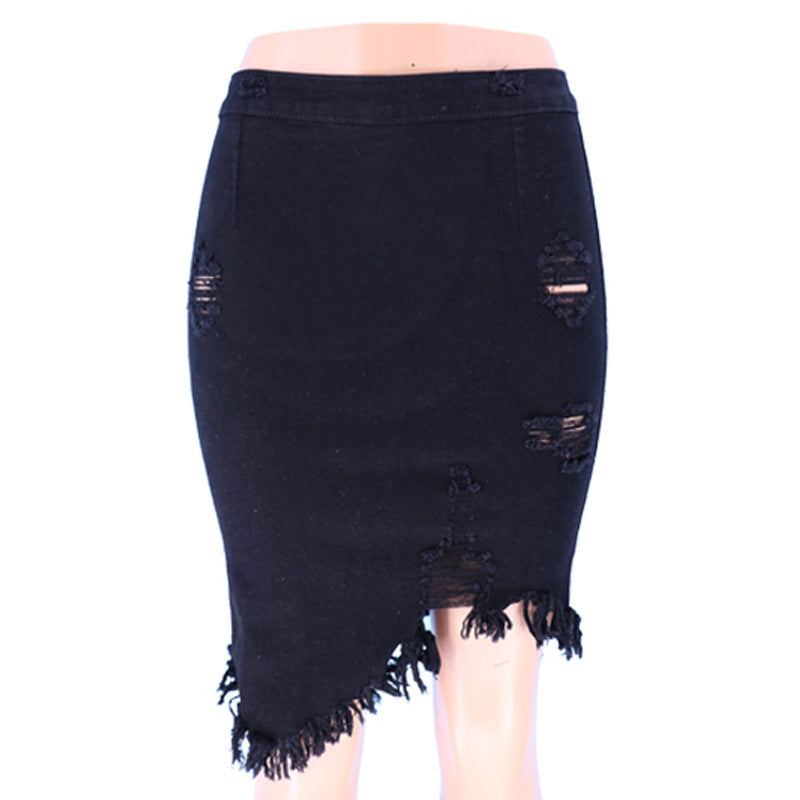 Lune London fashion denim skirt for women with trendy fringe details