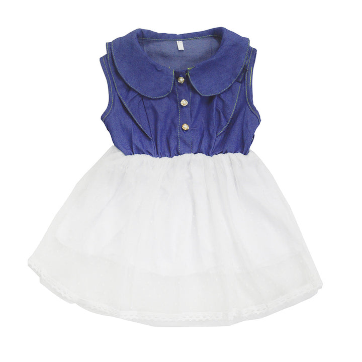 Women's dress with classic collar and transparent tulle skirt Lune London