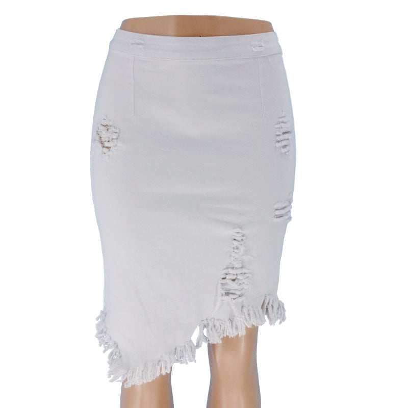 Lune London fashion denim skirt for women with trendy fringe details