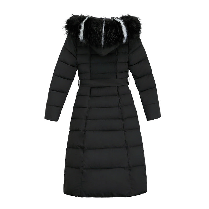 Lune London | Women's Long Quilted Winter Parka with Hood and Belt