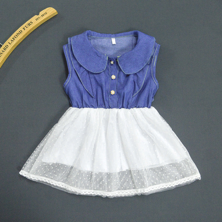 Women's dress with classic collar and transparent tulle skirt Lune London