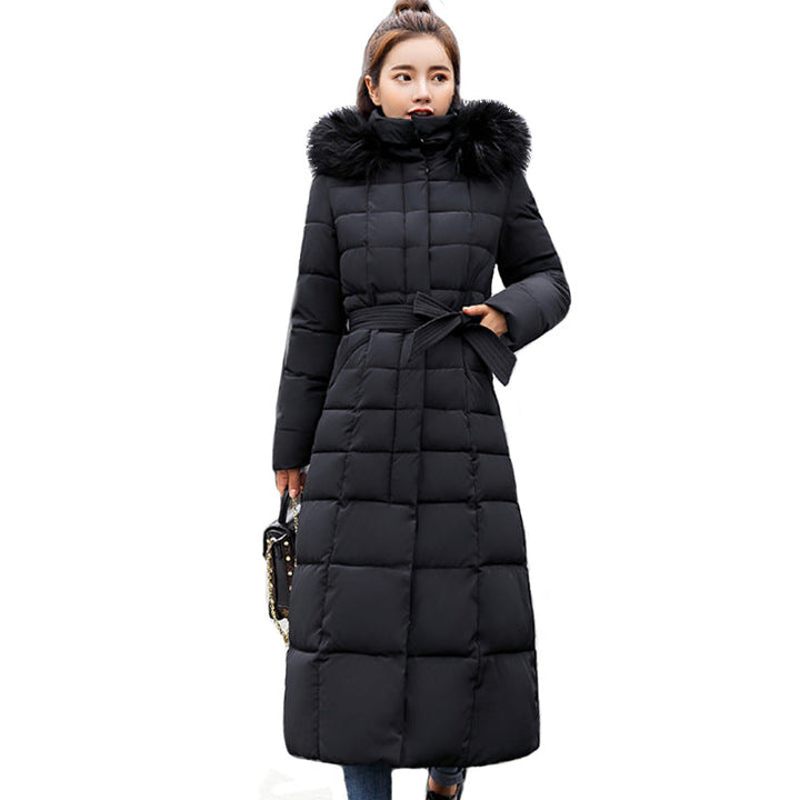 Lune London | Women's Long Quilted Winter Parka with Hood and Belt