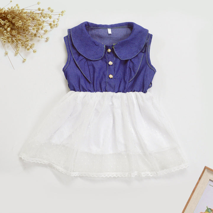 Women's dress with classic collar and transparent tulle skirt Lune London