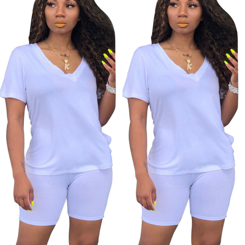Ensemble de loisirs sportif pour femmes avec col en V et taille élastique Chic & Stil