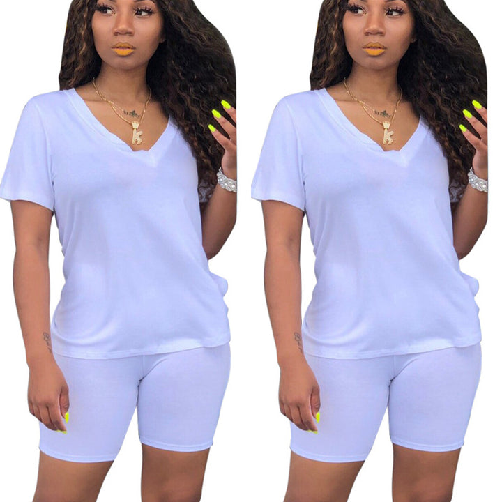 Ensemble de loisirs sportif pour femmes avec col en V et taille élastique Chic & Stil
