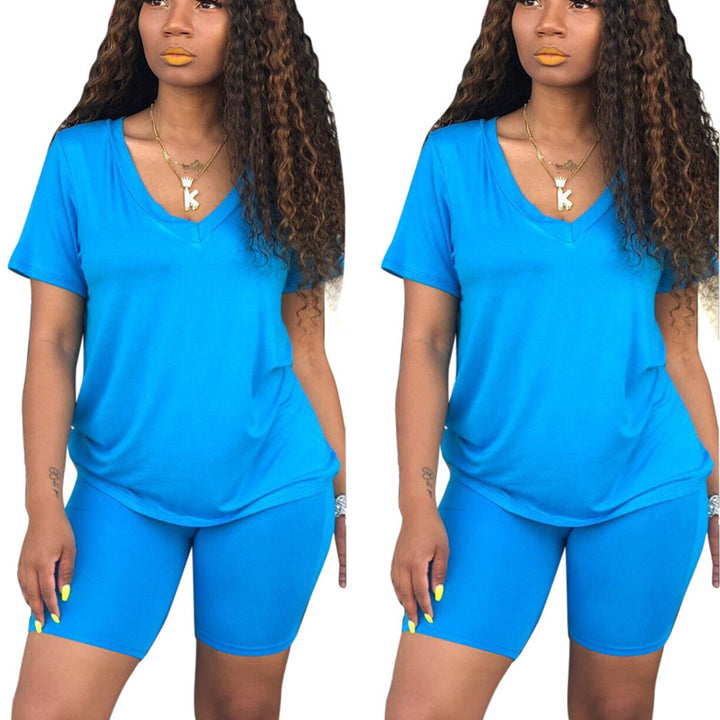 Ensemble de loisirs sportif pour femmes avec col en V et taille élastique Chic & Stil
