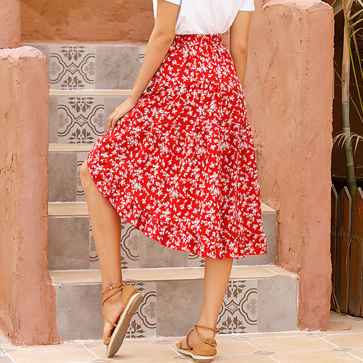 Asymmetrical floral summer skirt for ladies Lune London