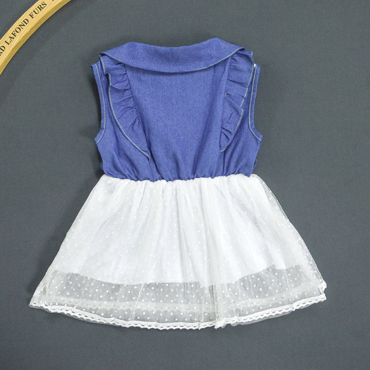 Women's dress with classic collar and transparent tulle skirt Lune London