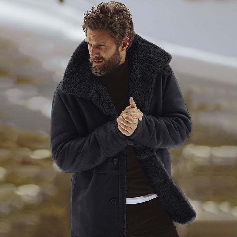 Casual men's jacket with soft faux fur collar Lune London