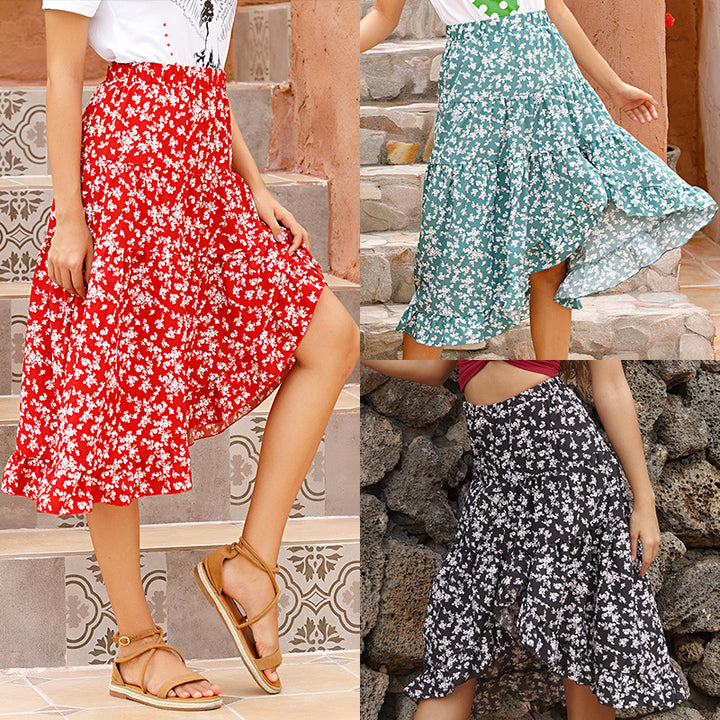 Asymmetrical floral summer skirt for ladies Lune London