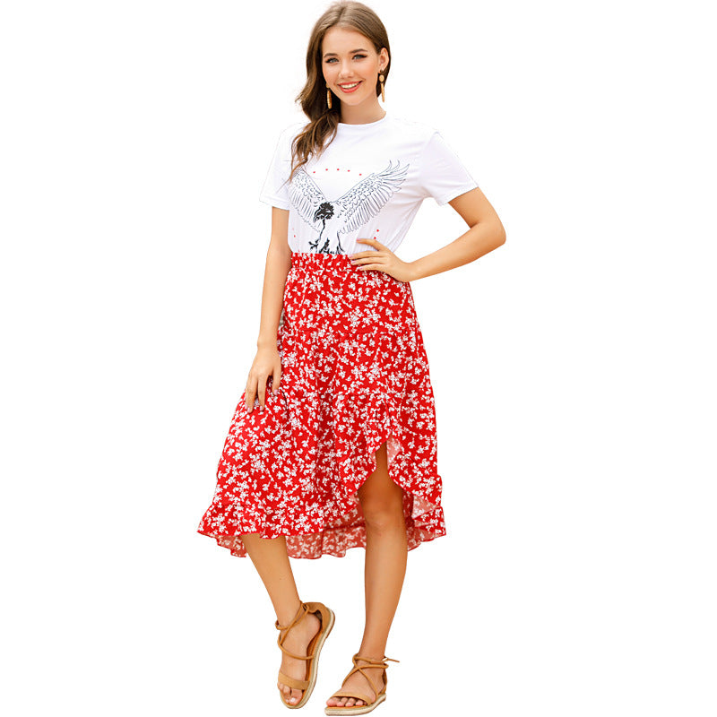 Asymmetrical floral summer skirt for ladies Lune London
