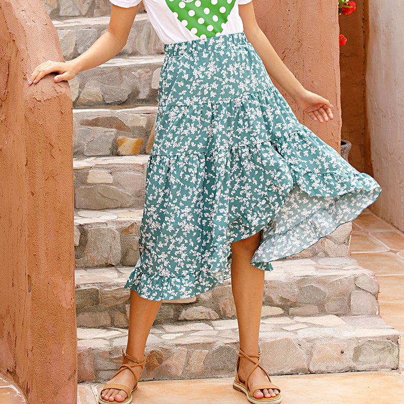 Asymmetrical floral summer skirt for ladies Lune London