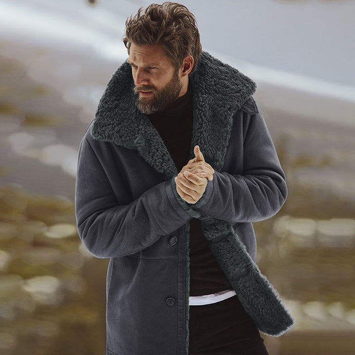 Casual men's jacket with soft faux fur collar Lune London