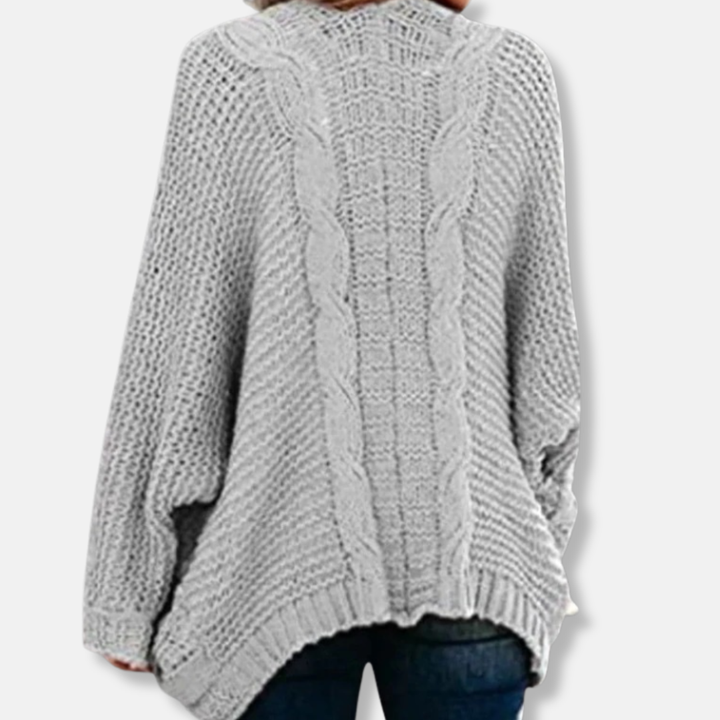 Lune London | Wool Oversized Cardigan - Ribbed Open Front Pocket Cardigan