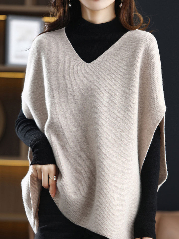 Lune London | Women's Casual V-Neck Knit Vest Solid Color Layer