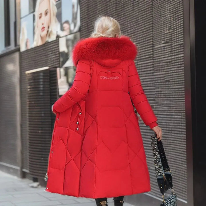 Long winter coat with fur hood