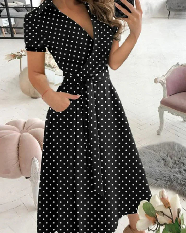 Lune London | Elegant V-Neck Midi Dress for Women