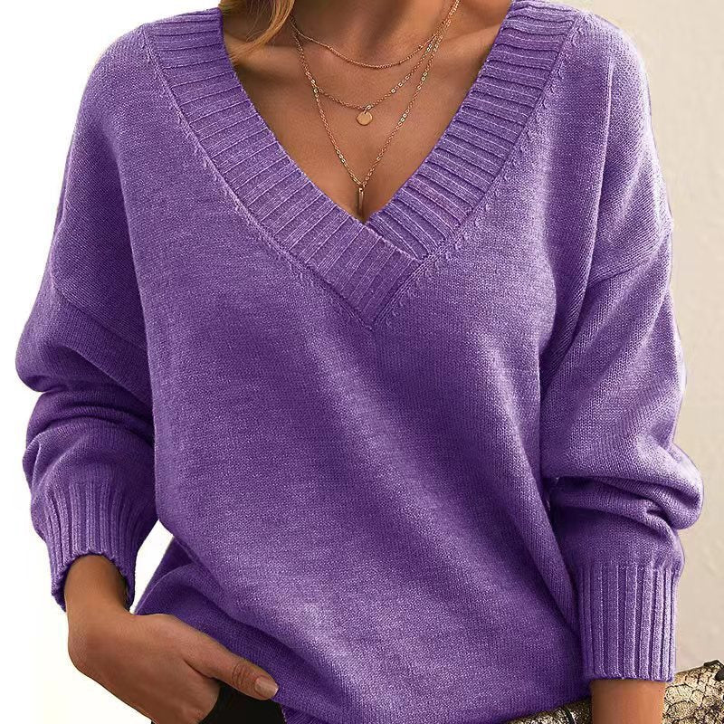 Chic und Stil | Casual V neck sweater for women