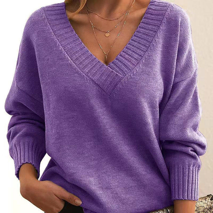 Chic und Stil | Casual V neck sweater for women