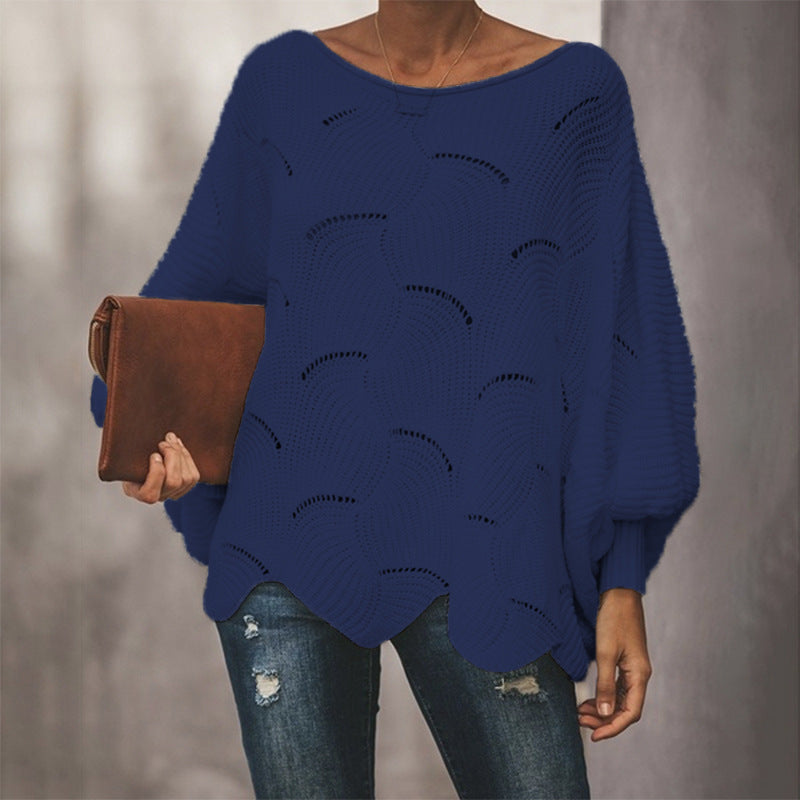 Sweater en maille légère pour femmes avec motif en vagues et manches larges Chic & Stil