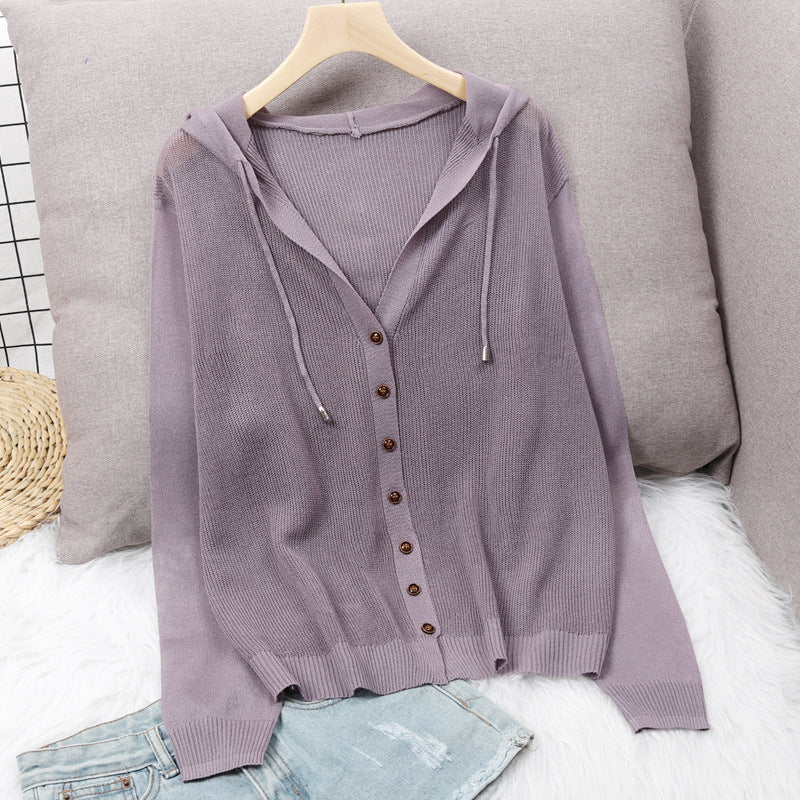 Lady cardigan with hood and elegant wooden buttons Lune London