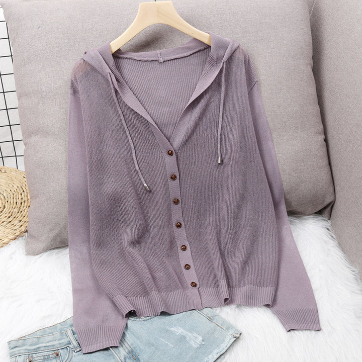 Lady cardigan with hood and elegant wooden buttons Lune London