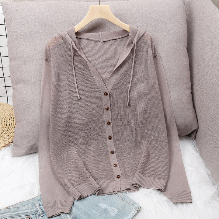 Lady cardigan with hood and elegant wooden buttons Lune London