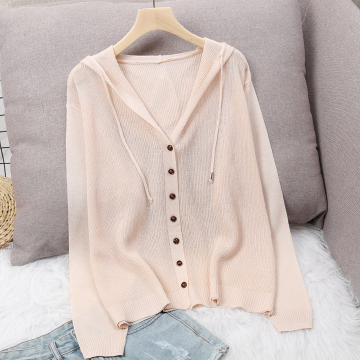 Lady cardigan with hood and elegant wooden buttons Lune London