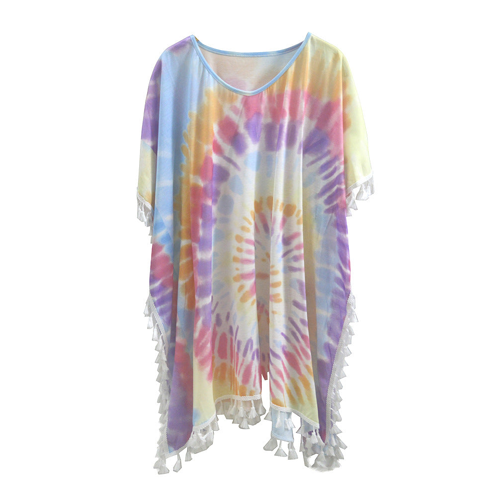 Women's fashionable kaftan with trendy leopard pattern and fringes Lune London