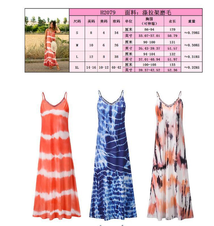 Robe maxi pour femme avec un design tie-dye tendance et un décolleté en V flatteur Chic & Stil
