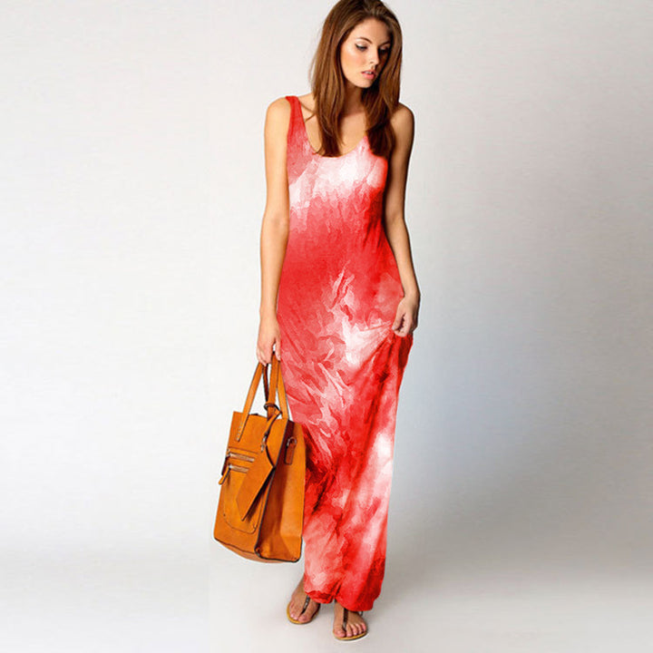 Robe maxi pour femmes avec coupe fluide et design aquarelle coloré Chic & Stil